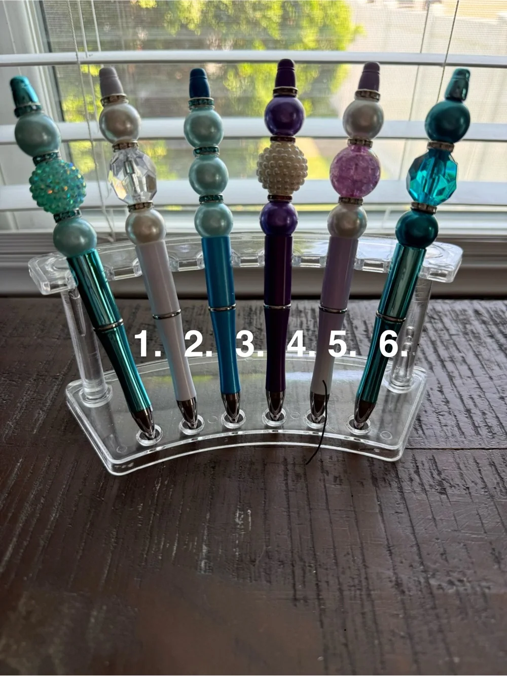 Pearl Decorative Beaded Pens- Teal, White, Blue, Purple